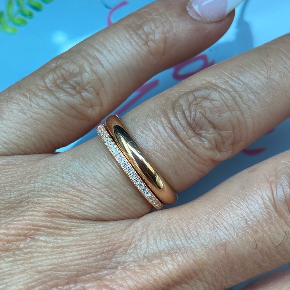 Rose Gold Eternity Wedding Band 2pc set size 5